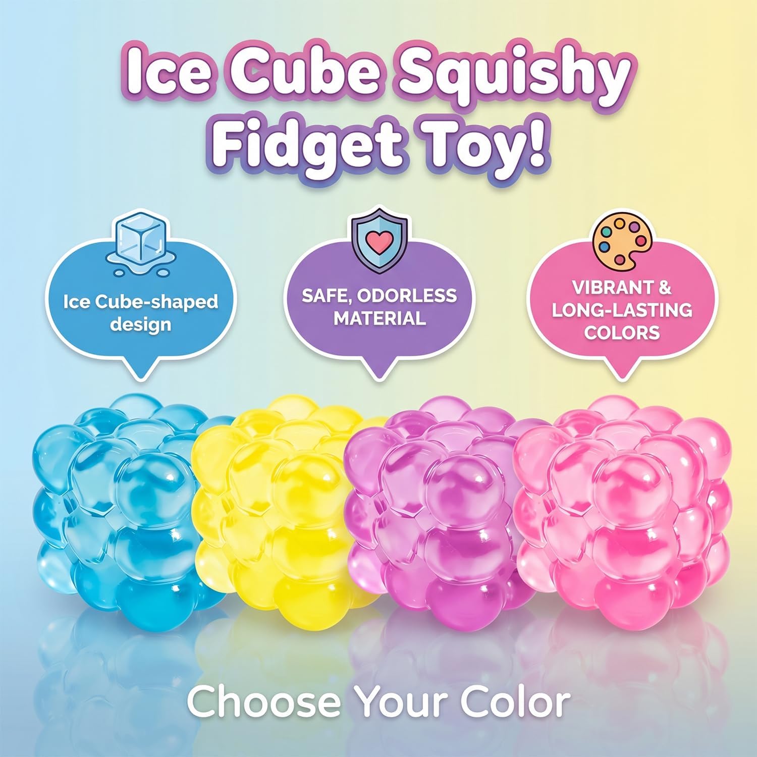 Detalle de LAHAND 4Pack Cube Bubble Squishy Fidget Toy: Slow Rising Stress Cubes for Anxiety Relief