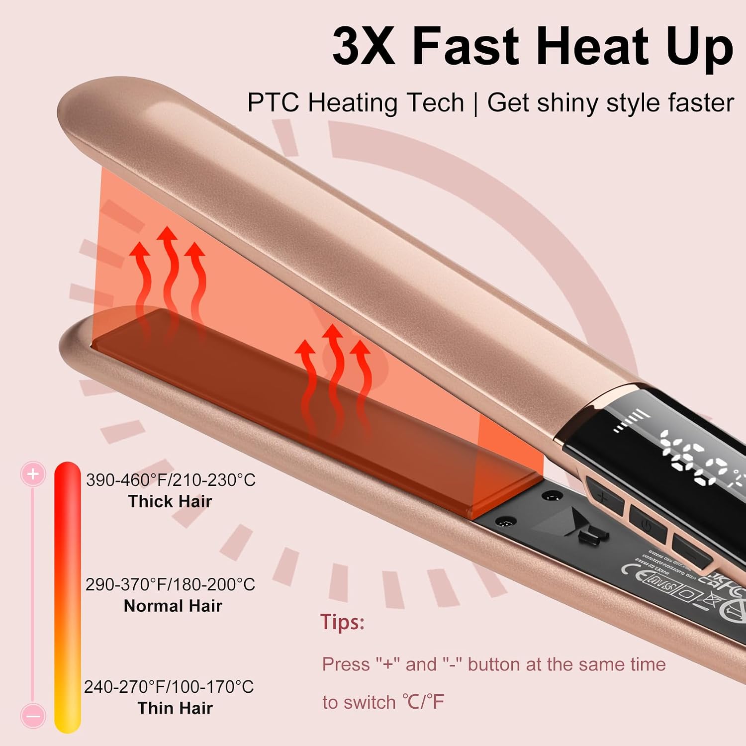 Detalle 2 de Professional Ceramic Plates 2-in-1 Hair Straightener 230°C 💇♀