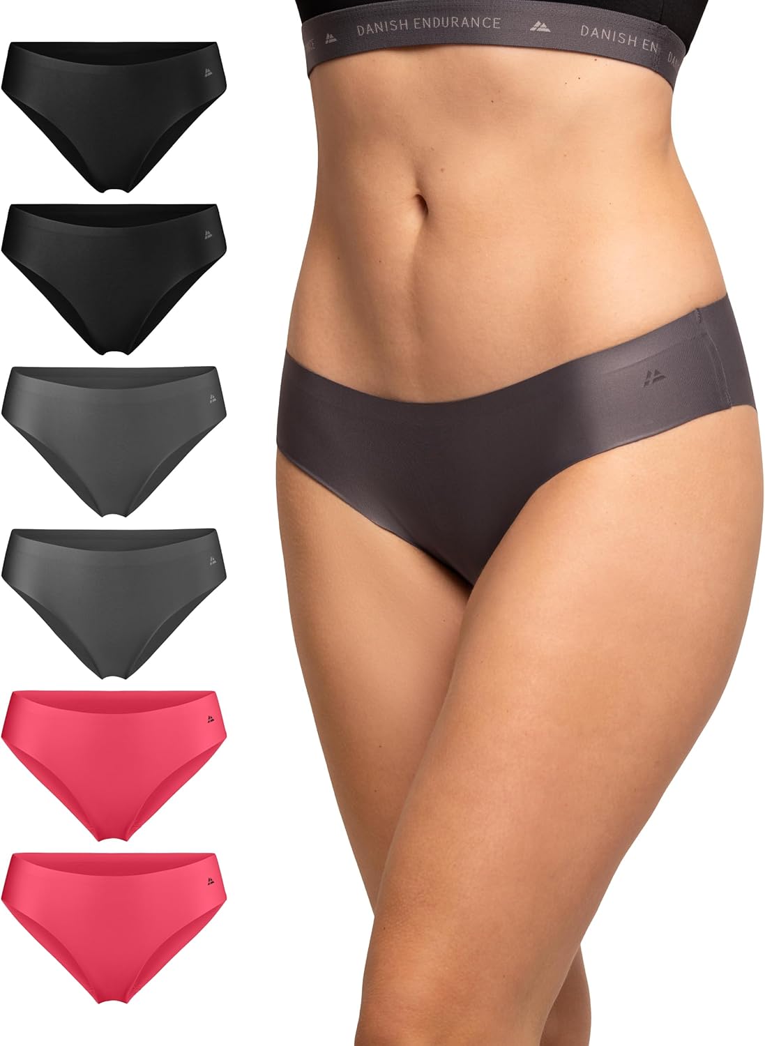 Detalle de DANISH ENDURANCE Culottes Bikini Invisibles pour Femme – Lot de 6 en microfibre recyclée
