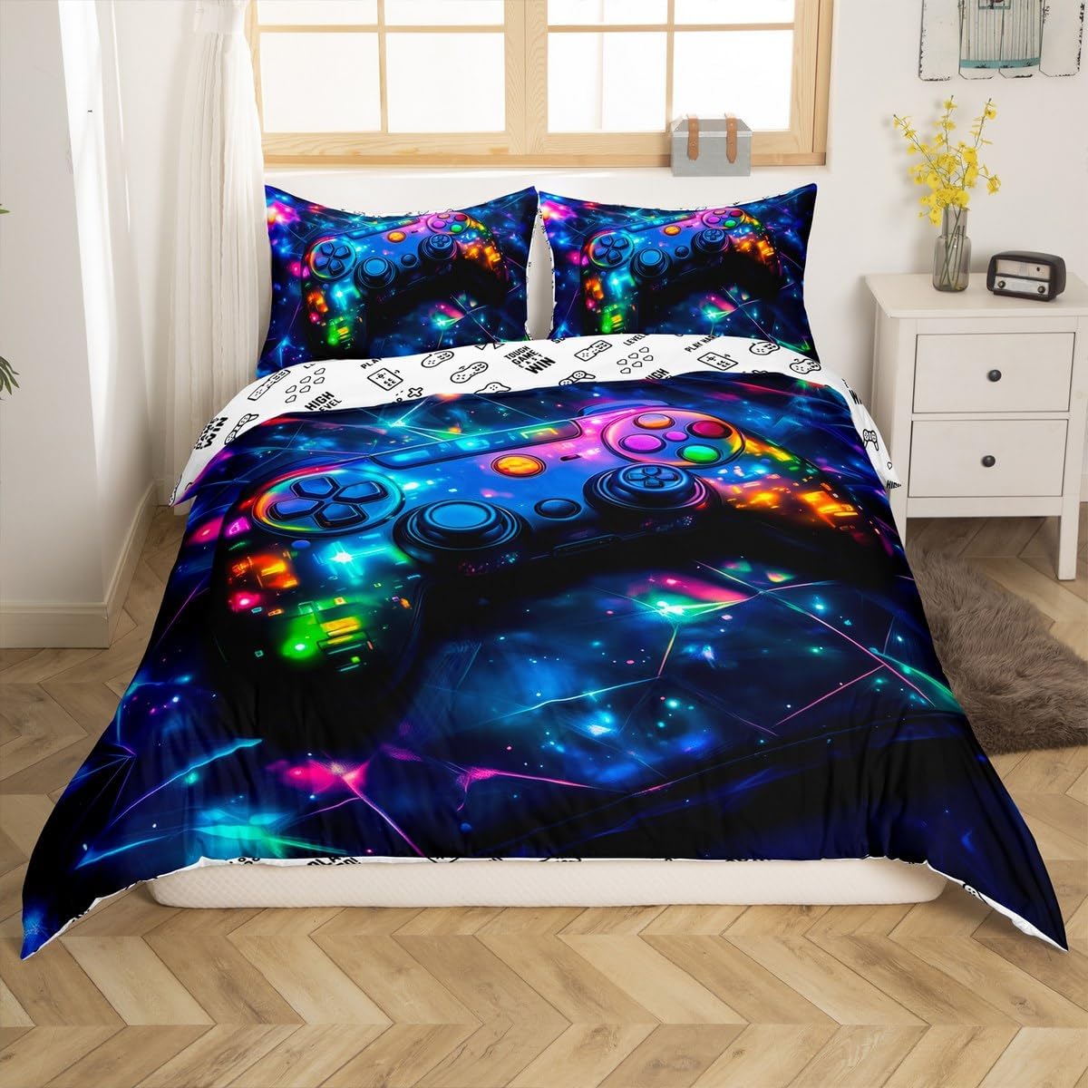 Thumbnail 1 de Loussiesd Kinder Gamer Spiele Bettwäsche-Set (Galaxy Gaming) 220x240 cm