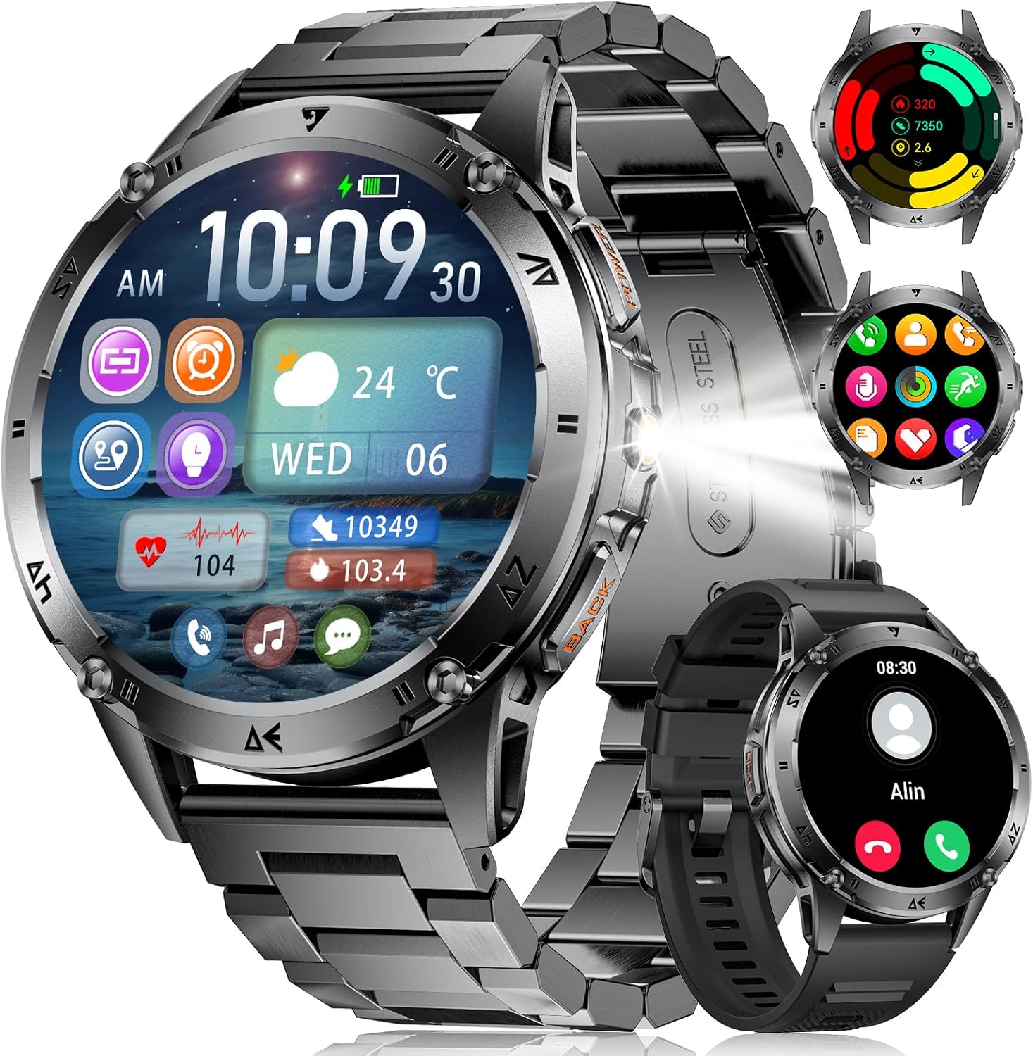 Detalle de FITFLEX Smartwatch Uomo Militare: AMOLED 1.43'', Torcia, 120+ Modalità e Batteria 530 mAh