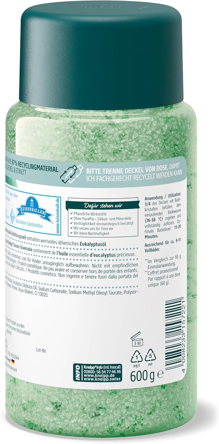 Detalle de Kneipp badkristallen voor koud weer, 600 g met eucalyptus en munt