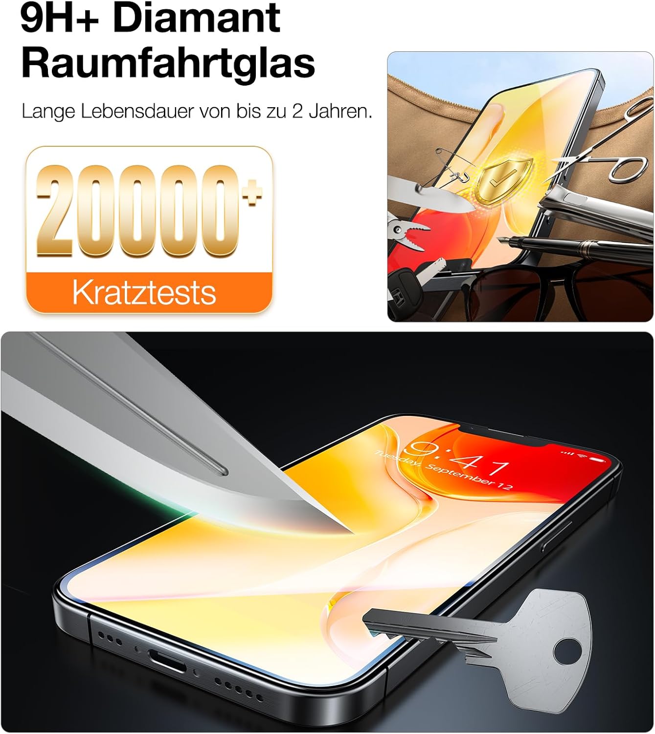 Detalle 2 de TORRAS iPhone 16e Panzerglas 9H Schutzfolie – 2er-Pack