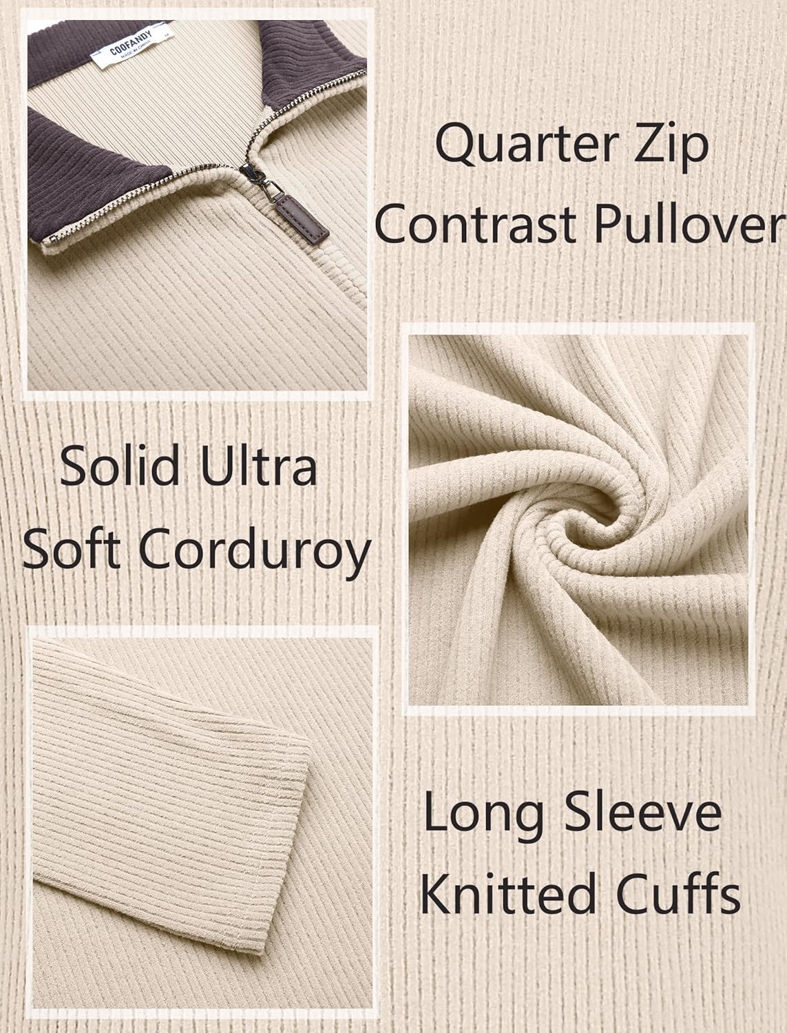 Thumbnail 4 de COOFANDY Quarter Zip Sweater 1/4 Zip