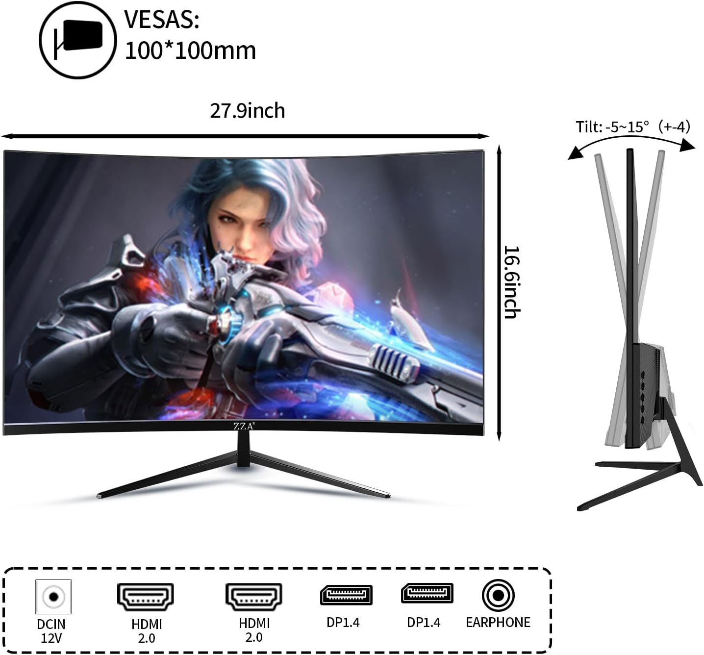 Thumbnail 3 de ZZA 32 Inch 4K UHD Monitor (4K 3840 x 2160) with 60Hz, 100% sRGB, Eye Care, HDMI & DisplayPort