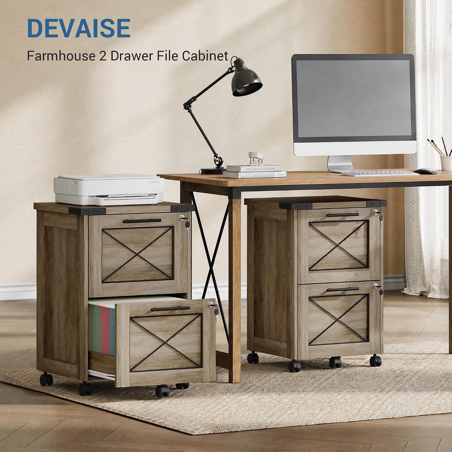 Thumbnail 3 de DEVAISE Rolling File Cabinet with 2 Drawers