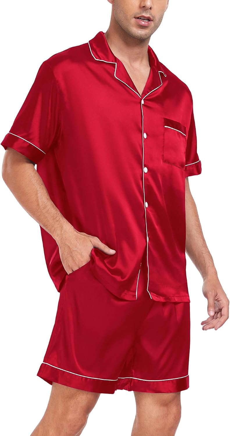 Detalle 1 de SWOMOG Satin Silk Pajama Set 2-Piece