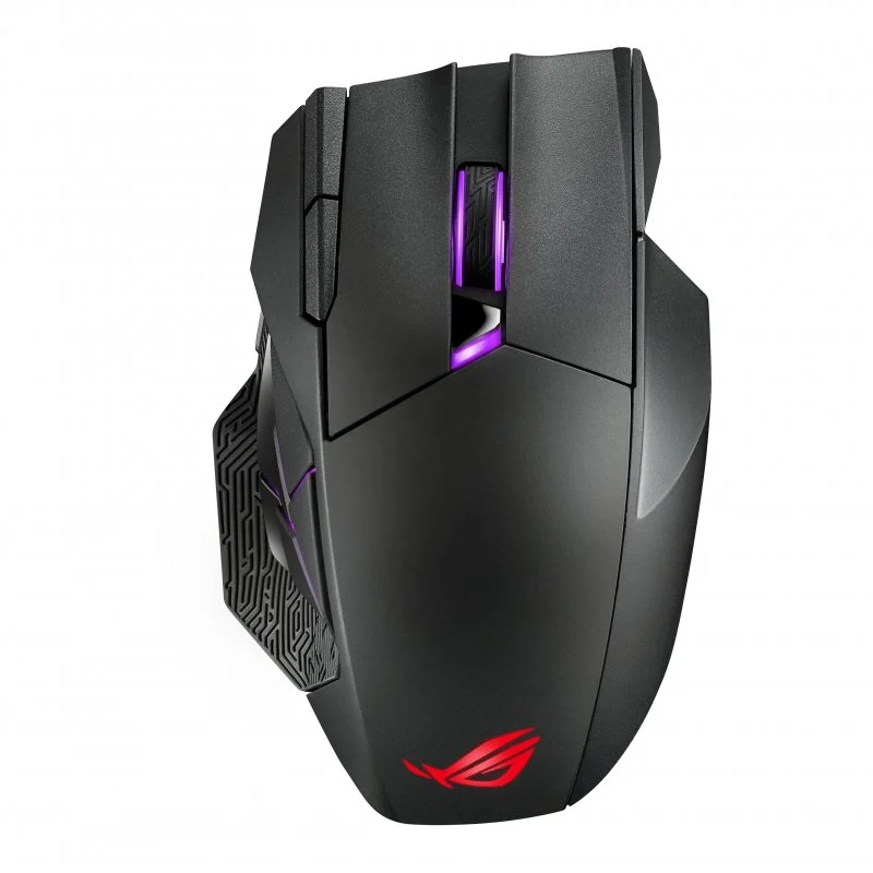 Detalle de ASUS ROG Spatha X: Ratón gaming inalámbrico 19000 DPI con carga magnética y 12 botones programables