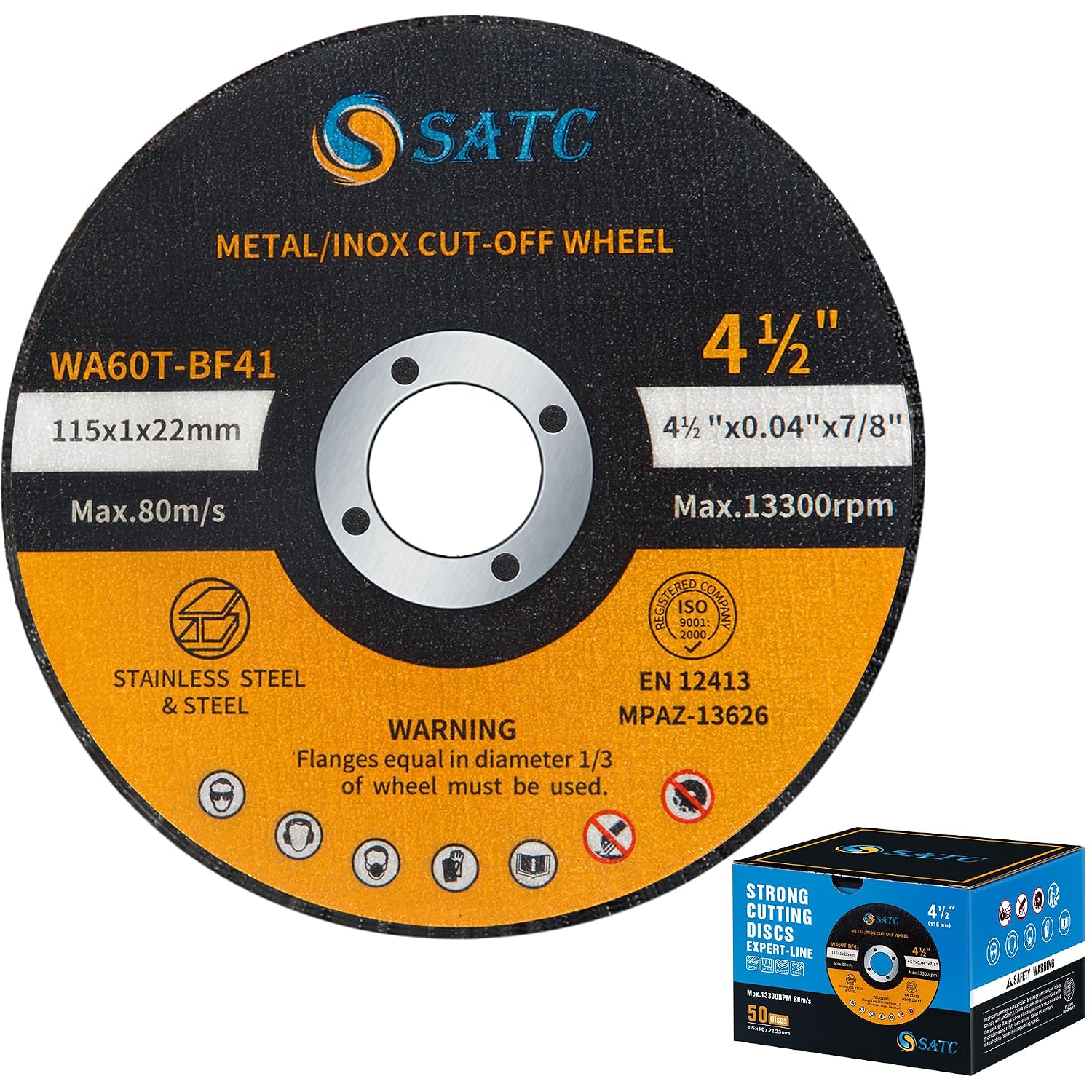 Detalle de S SATC 403 Cut-Off Wheels, 4.5-Inch, 0.040-Inch, 50-Pack