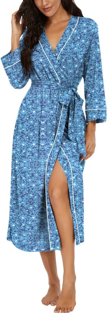 Thumbnail 5 de PrinStory Damen Bademantel leichter Kimono mit 3/4-Ärmeln