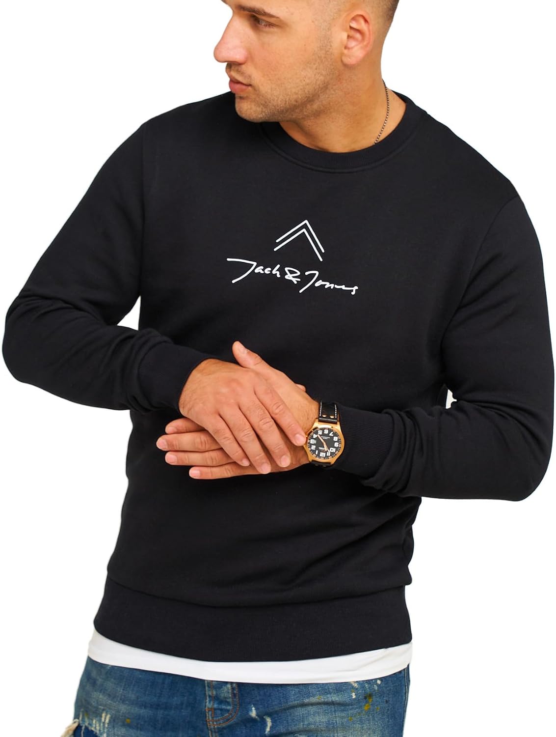 Detalle 2 de JACK & JONES Infinity Herren Sweatshirt Austin Pullover – zeitloses Sweatshirt mit Logo