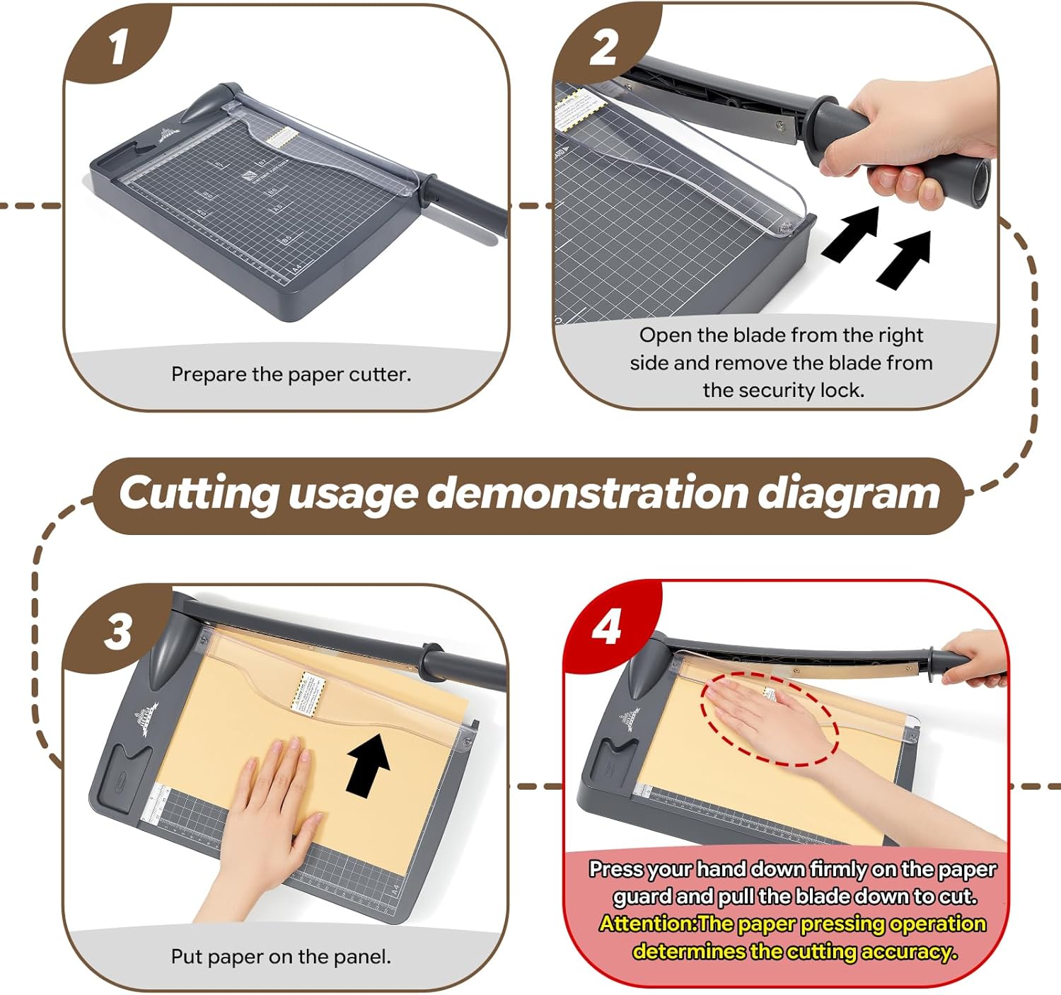 Thumbnail 6 de JIELISI Papierschneider manuell mit Hebel, bis 80 g/m² (A4) & 12 Blatt Schneidleistung – dunkelgrau