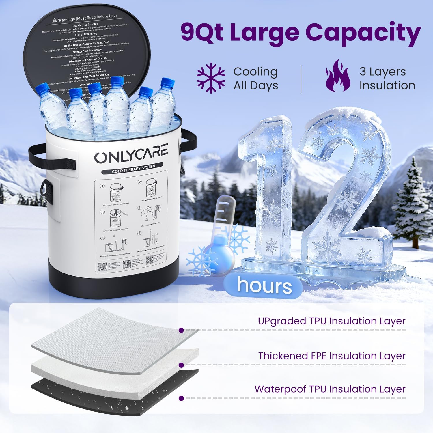 Thumbnail 1 de ONLYCARE Cold Therapy Machine with Large Pad for Post-Surgery Recovery