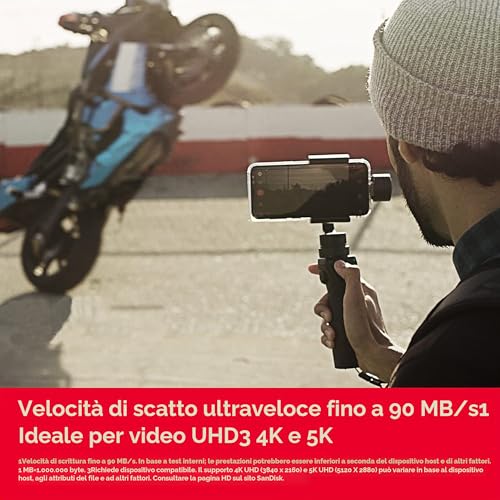 Detalle de SanDisk Extreme 128GB microSDXC + Adattatore SD: prestazioni elevate per foto, video 4K e app