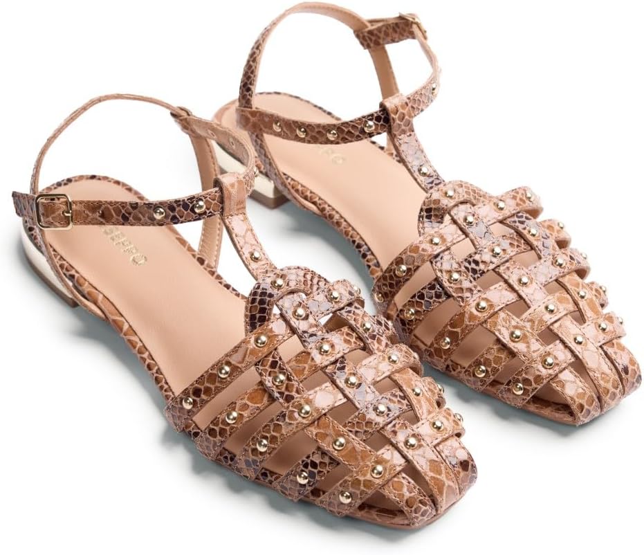 Detalle de GIOSEPPO Femme Ottertail Chaussure Baby — Sandales en cuir à imprimé serpent