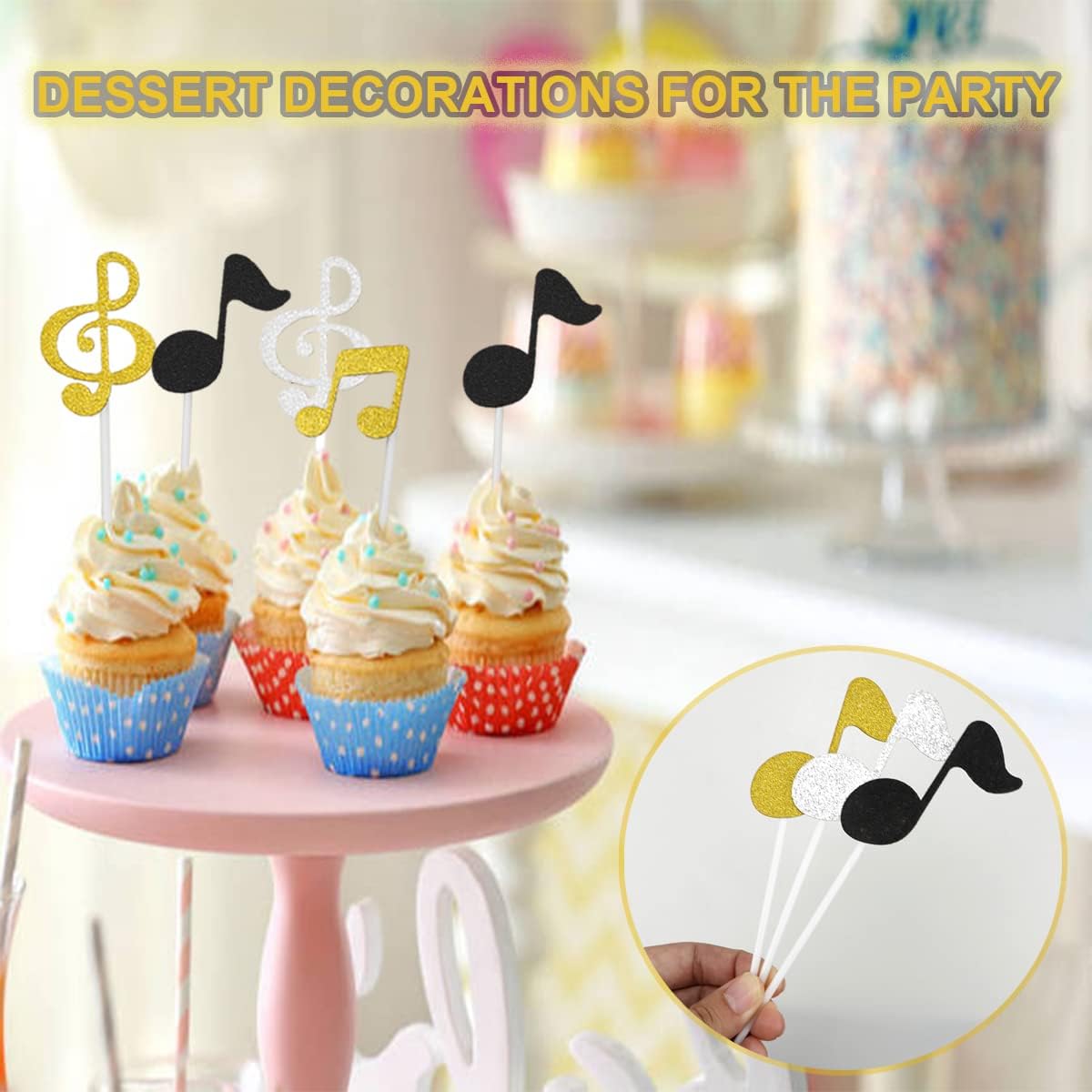 Thumbnail 4 de DOERDO DD Music Cupcake Toppers, 18-Piece Set in Three Colors