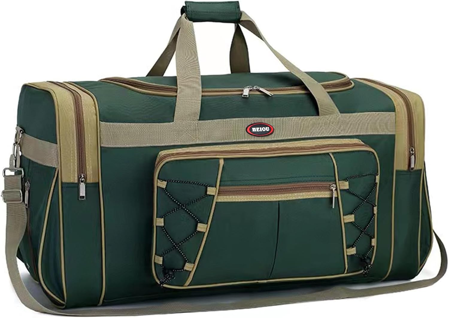 Detalle de BAGZY B363 70L Foldable Travel Duffle Bag in Green and Yellow
