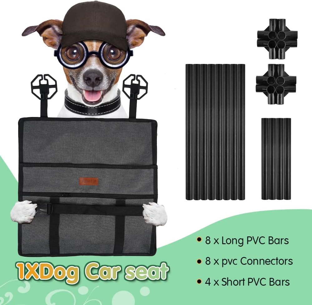 Detalle 2 de SWIHELP Dog Car Seat with Clip-on Safety Leash and PVC Frame – Foldable Booster for Small Pets