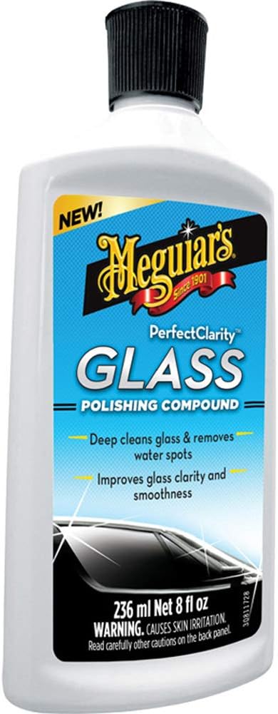 Detalle de Meguiar's G8408EU Polish Vitres et Pare-Brise – 236 ml, transparence restaurée des vitres marquées par le sel et les UV