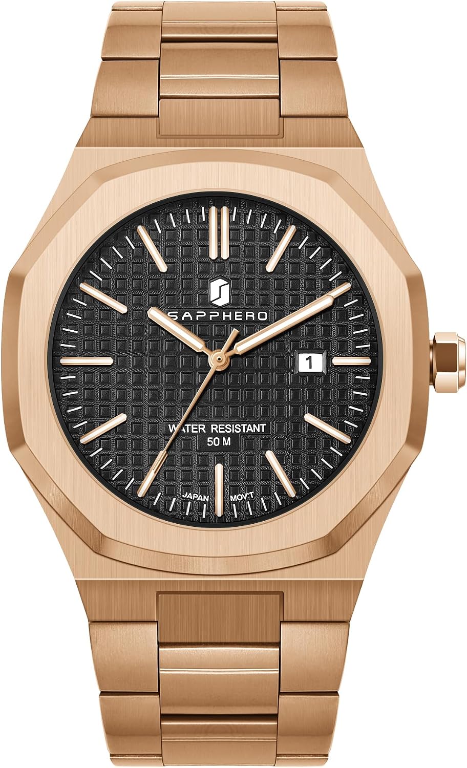 Detalle 2 de SAPPHERO Orologio Uomo Acciaio 50M impermeabile elegante analogico
