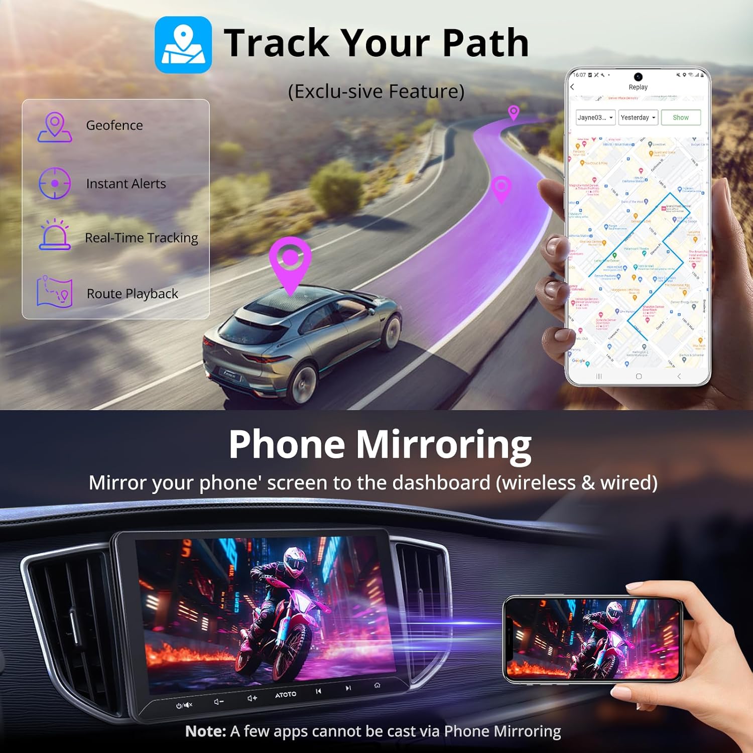 Thumbnail 6 de ATOTO A5L autoradio 2 DIN Android 10,1" GPS avec caméra de recul et CarPlay/Android Auto sans fil