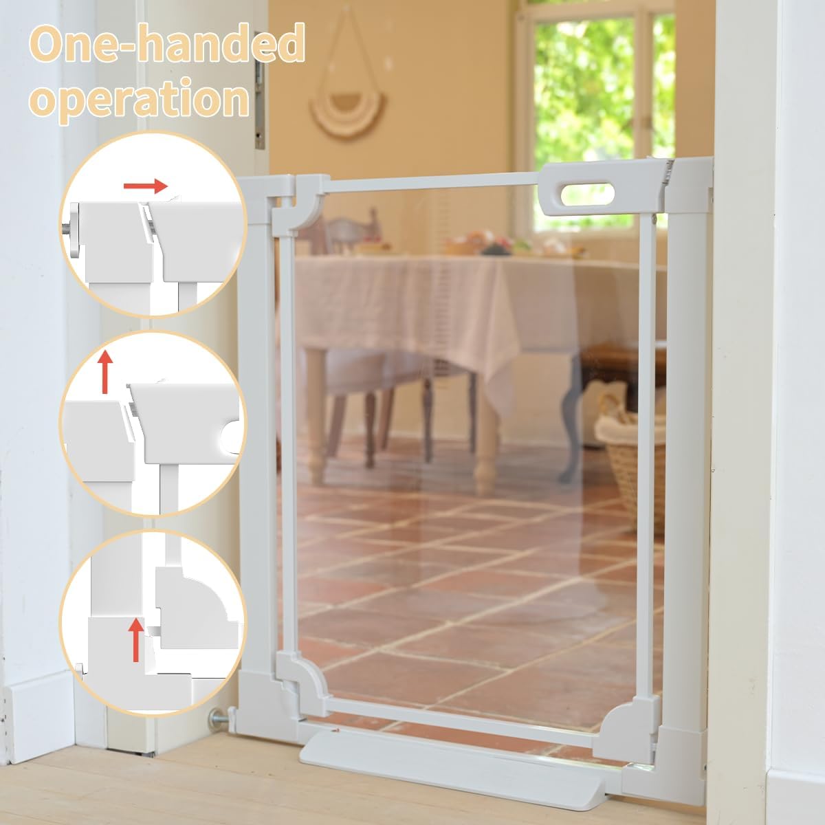 Detalle de Xifamniy Clear Stair Gate (74-98cm wide) – 76cm tall acrylic baby and pet gate