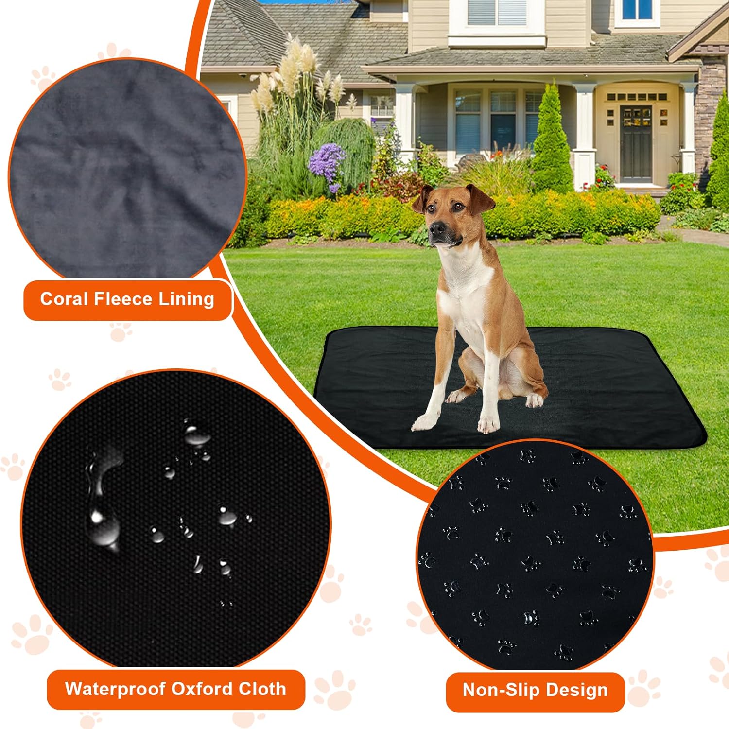 Detalle de YBCCBY Waterproof Dog Blanket (100 x 70 cm) – Foldable Plush Pet Blanket with Collapsible Dog Bowl, Anti-Slip Bottom and Storage Bag