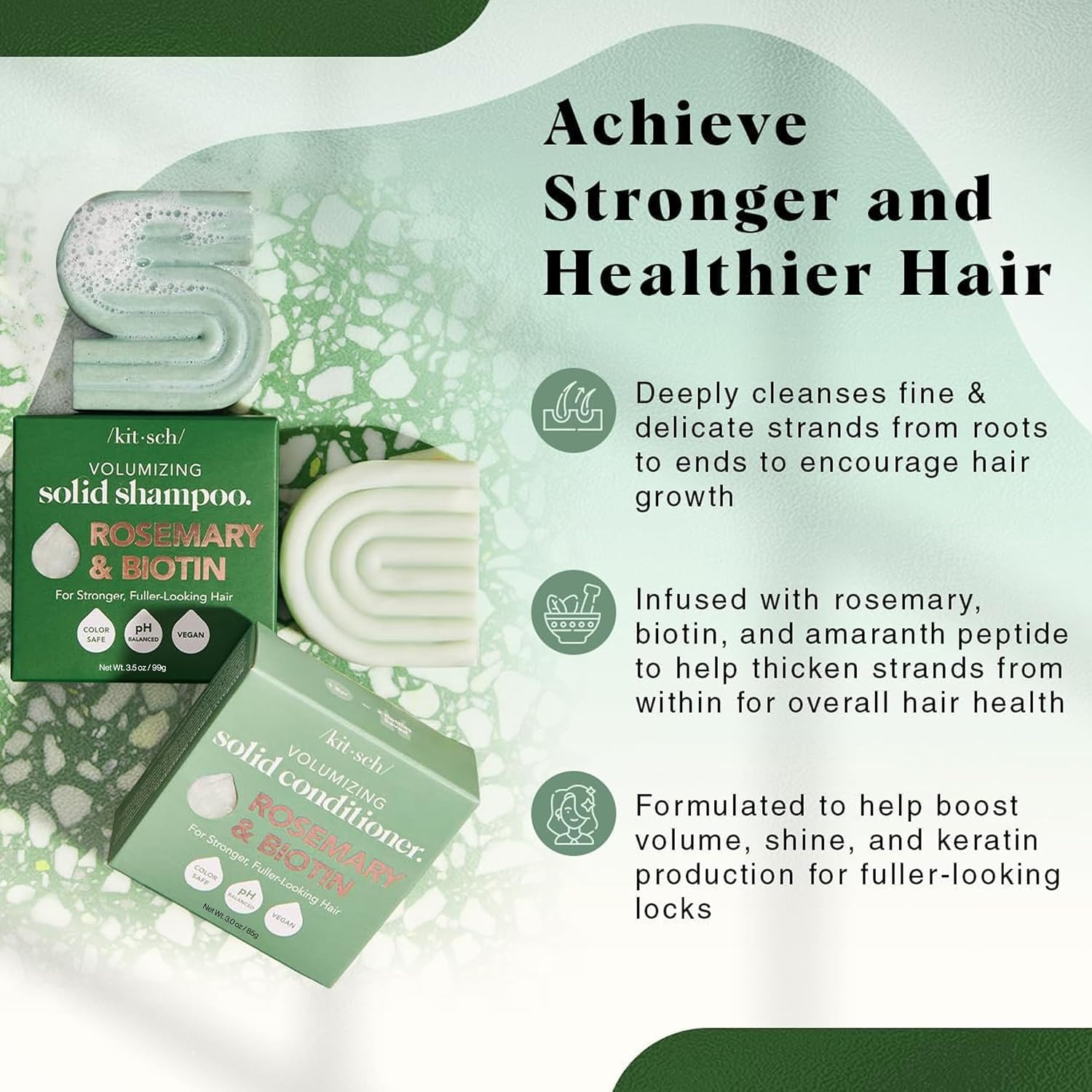 Detalle de Kitsch Rosemary & Biotin Shampoo and Conditioner Bars
