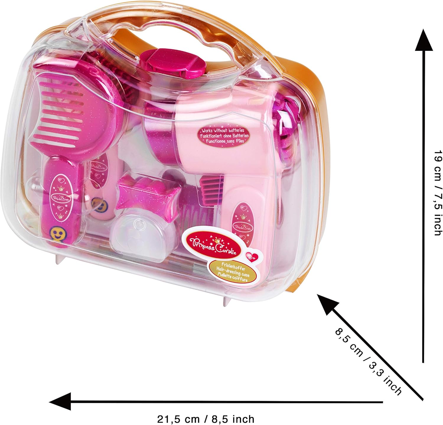 Detalle de Theo Klein 5273 Mallette Coiffure Princess Coralie avec sèche-Cheveux mécanique et accessoires
