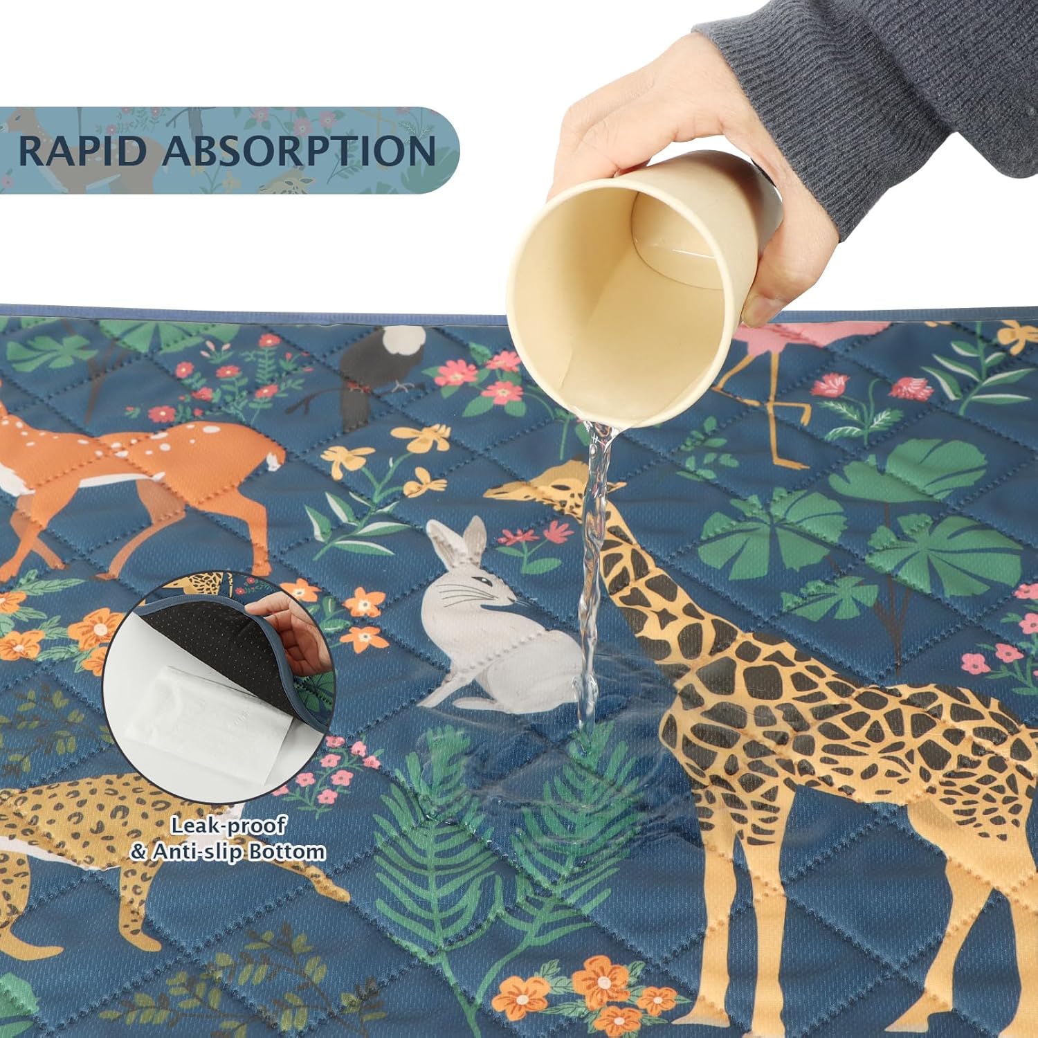 Thumbnail 5 de IEUUMLER Reusable Dog Training Pads – 1 Pack Washable, Highly Absorbent Forest Pattern with Waterproof Base