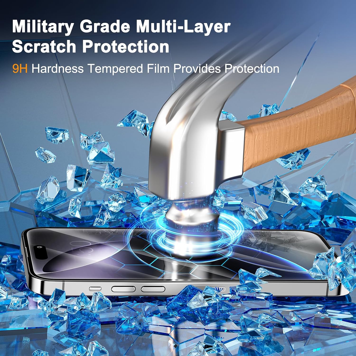 Detalle de SIBEITU iPhone 16 Pro 3+3 Pack Tempered Glass Screen and Camera Protectors