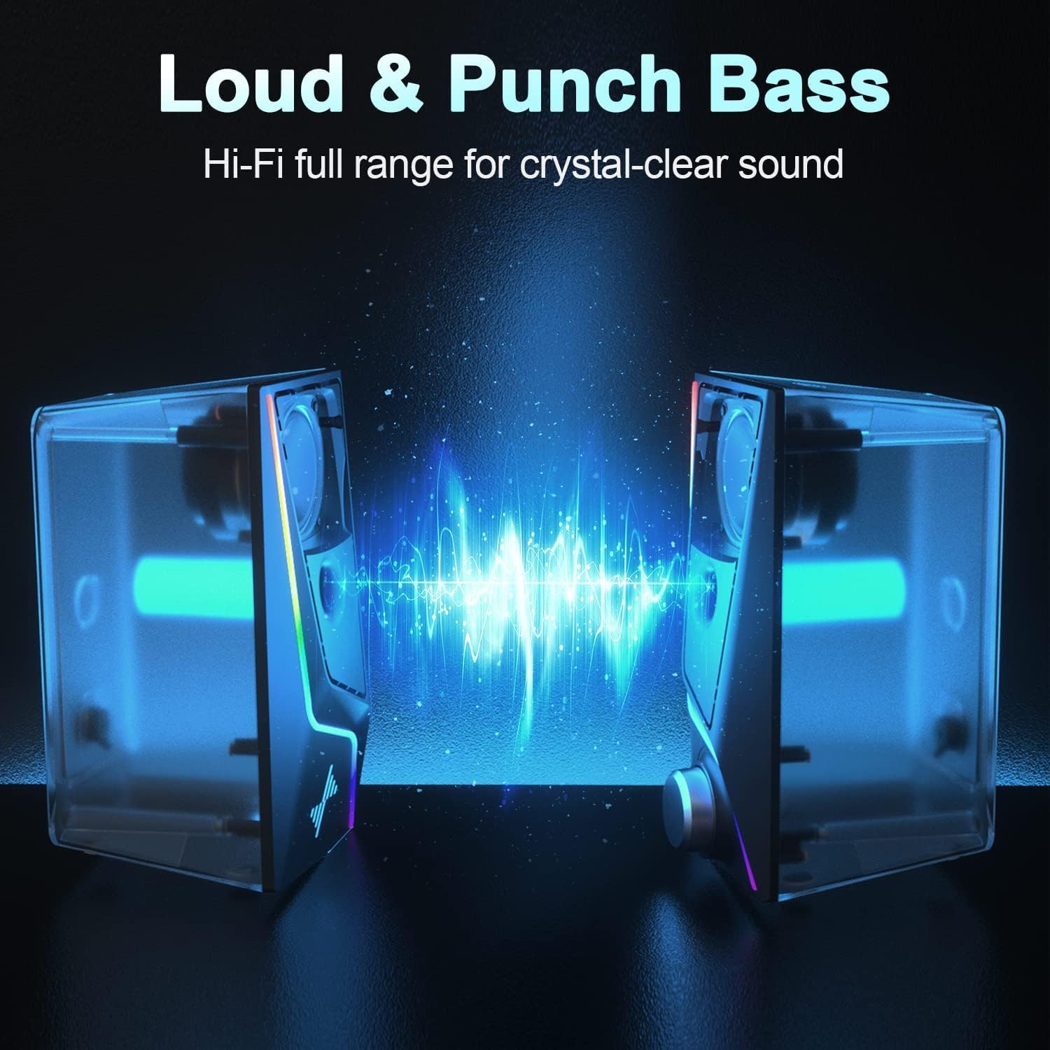 Thumbnail 2 de Nylavee Desktop Computer Speakers with RGB Lighting and Bass Boost