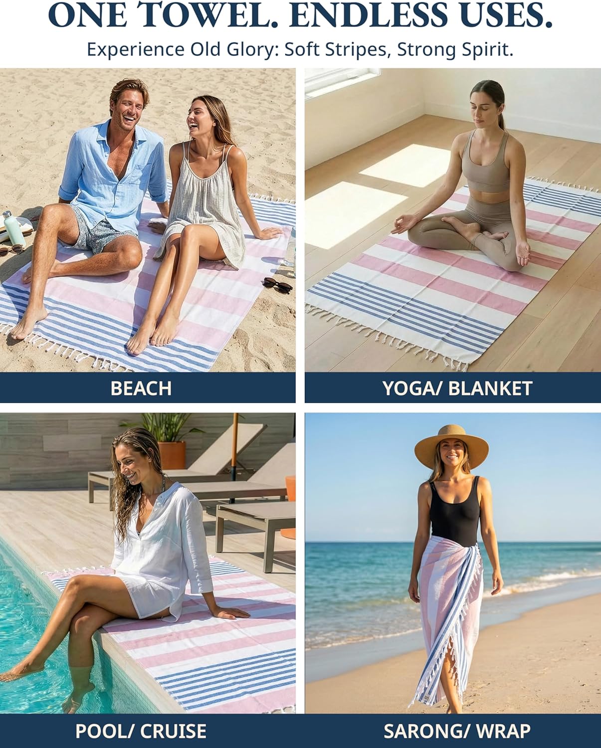 Detalle 2 de LANE LINEN Beach Towels 6 Pack: Oversized 39" x 71" Cotton Rich Turkish Towels, Sand-Free & Fast-Drying