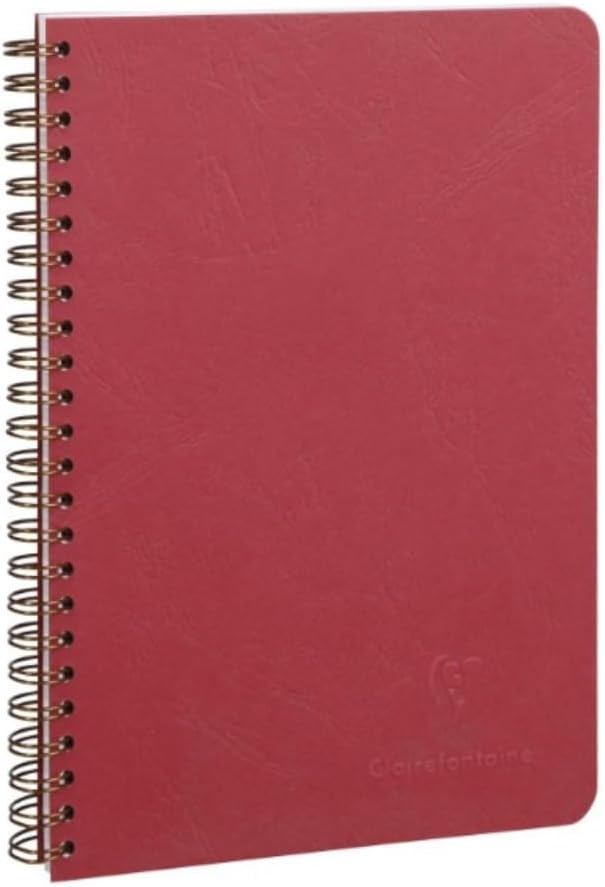 Clairefontaine 785322C Age Bag Quaderno a spirale rosso A5, 100 pagine a quadretti piccoli, carta Bianca 90 g, copertina lustrée cuoio
