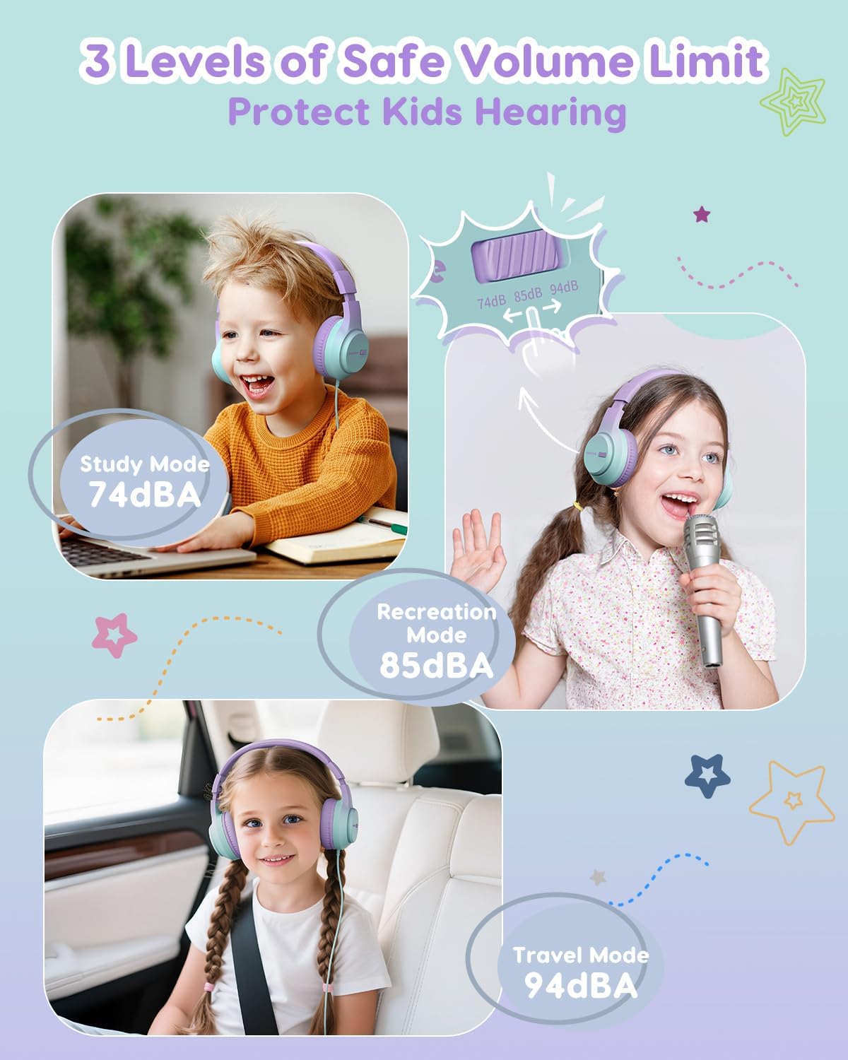 Thumbnail 1 de awatrue Kids Headphones 85 dB wired over-ear