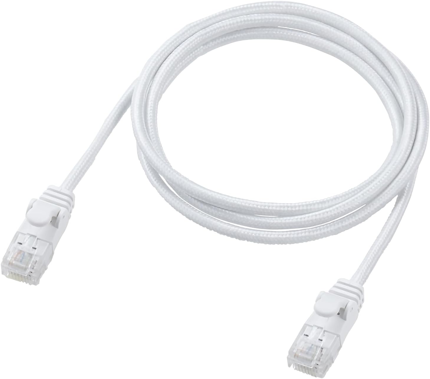 Detalle de エレコム ECLD-GPAM/WH10 Cat6A LANケーブル 1m 爪折れ防止・メッシュタイプ