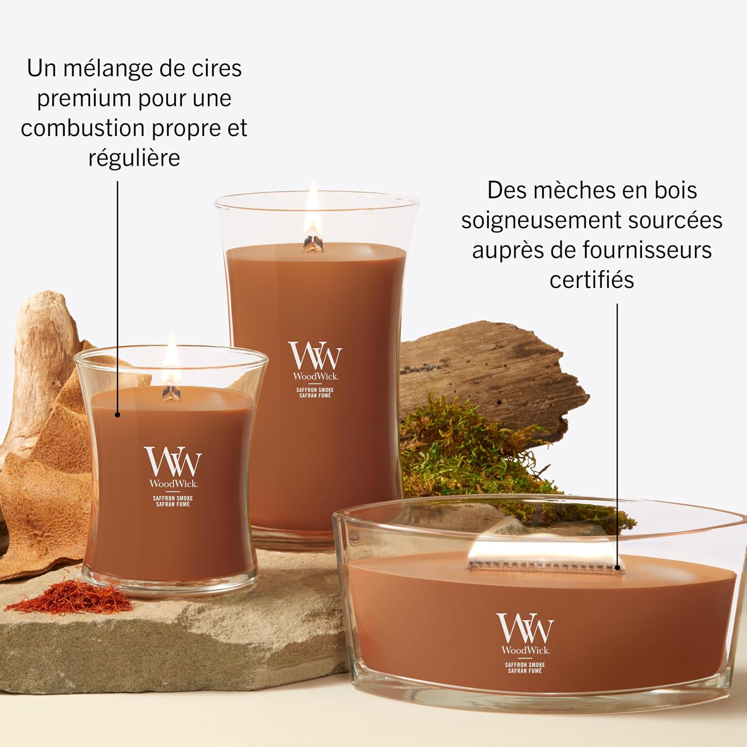 Thumbnail 6 de WoodWick Bougie parfumée Bougie sablier moyenne – Safran fumé