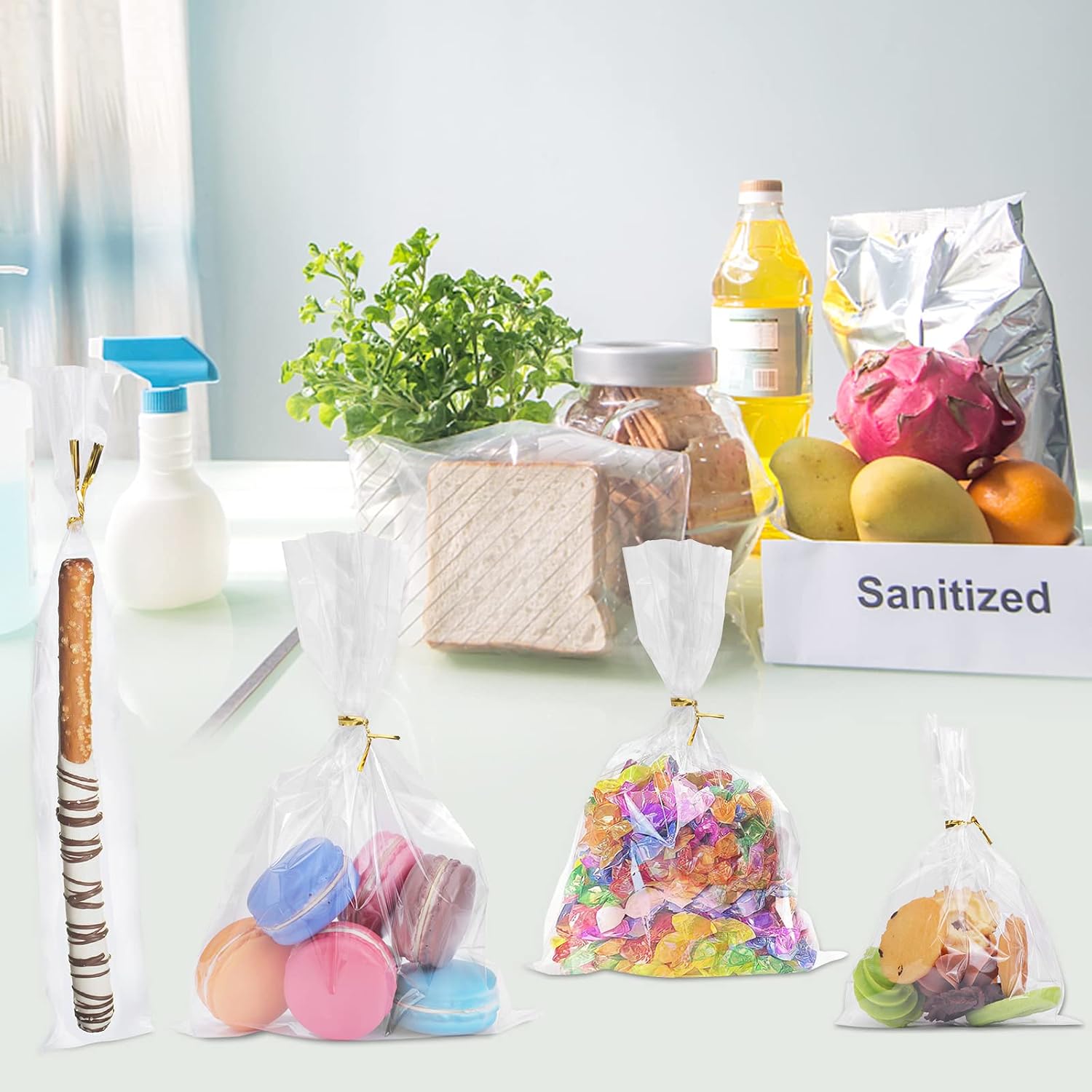 Thumbnail 4 de NEOACT Clear Cellophane Treat Bags, 6 Sizes with Twist Ties, 1.4 Mil