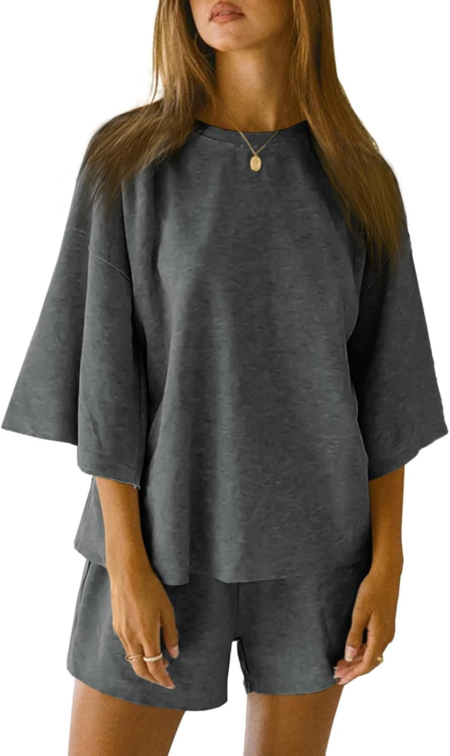 Thumbnail 6 de Tankaneo Women’s Pajama Sets (3/4 Sleeve Oversized Tops + Elastic Waist Shorts)