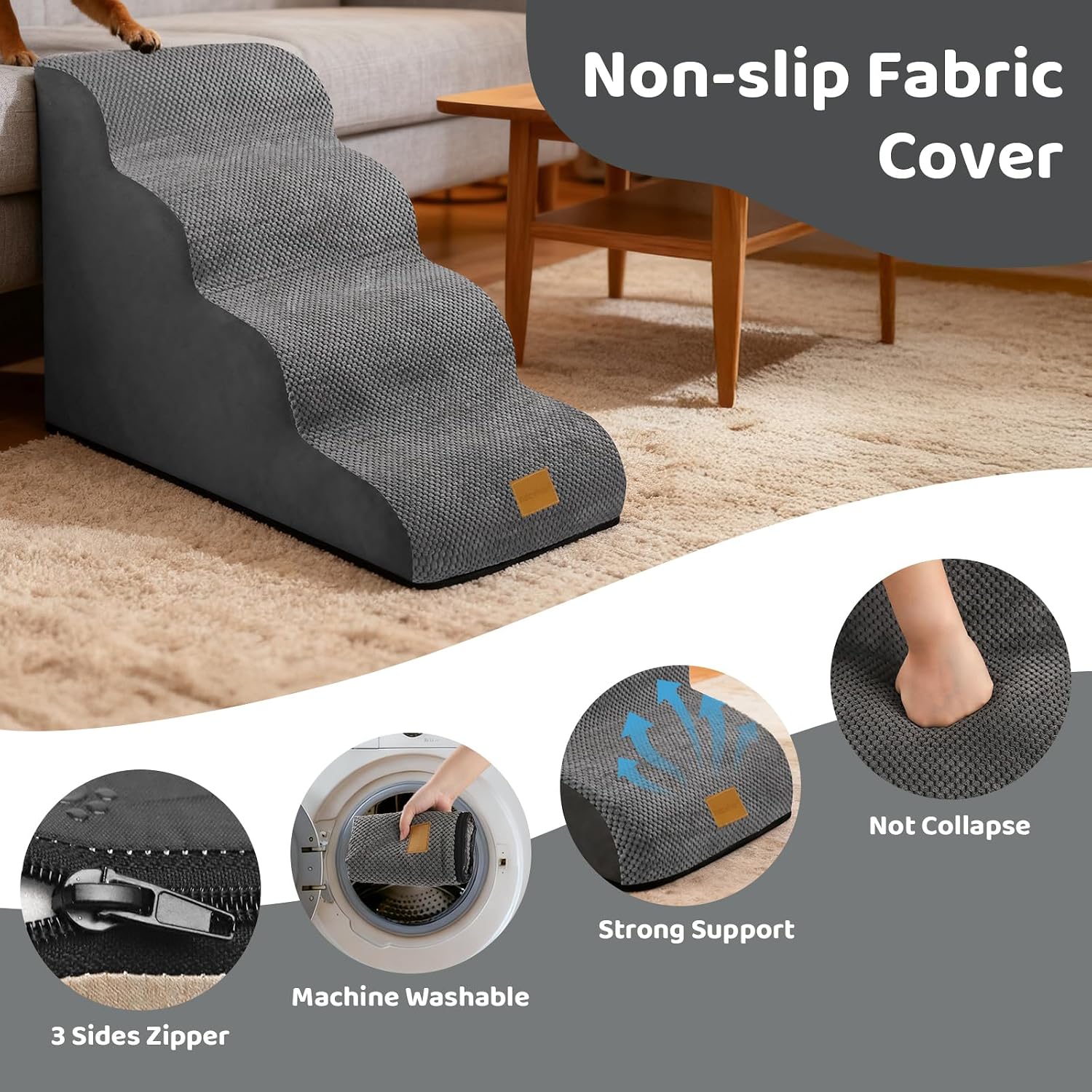 Detalle 2 de Dog steps for bed ladder, 4-step 40x72x50cm