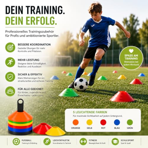 Detalle de 20x Coni da Allenamento – TK Gruppe Timo Klingler: Set da 25 coni colorati per slalom e sport