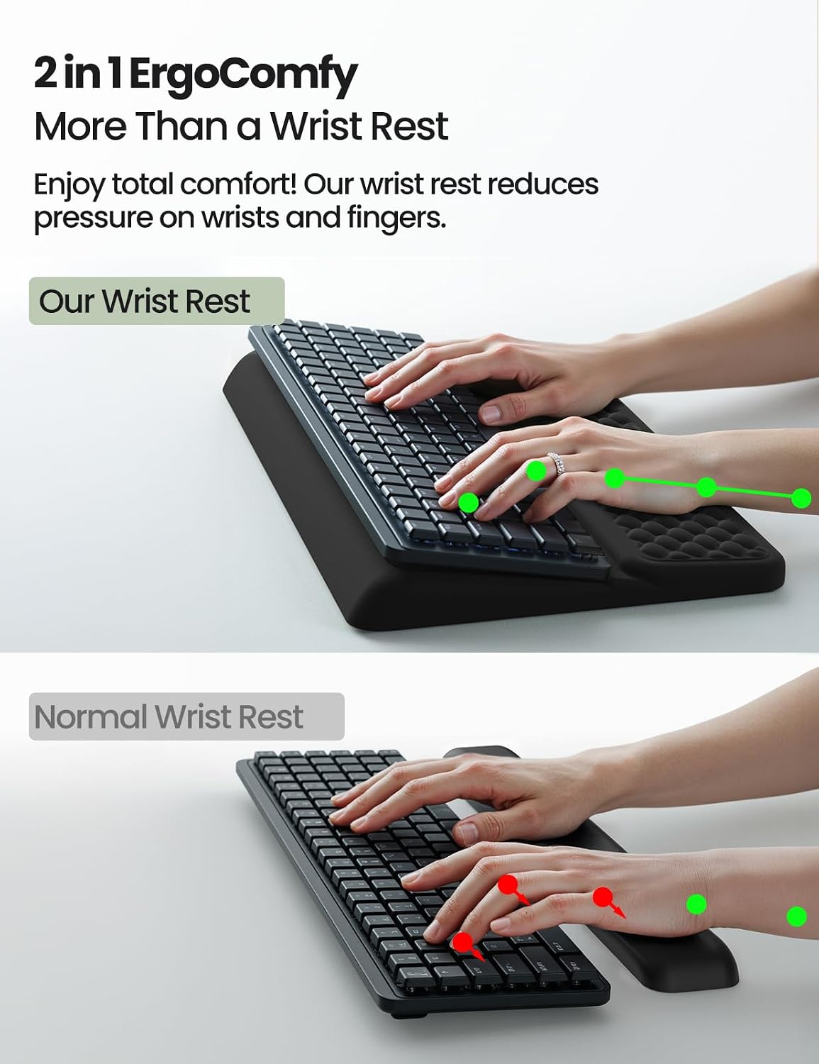 Detalle de VAYDEER Ergonomic Keyboard Wrist Rest 2‑in‑1 ⌨