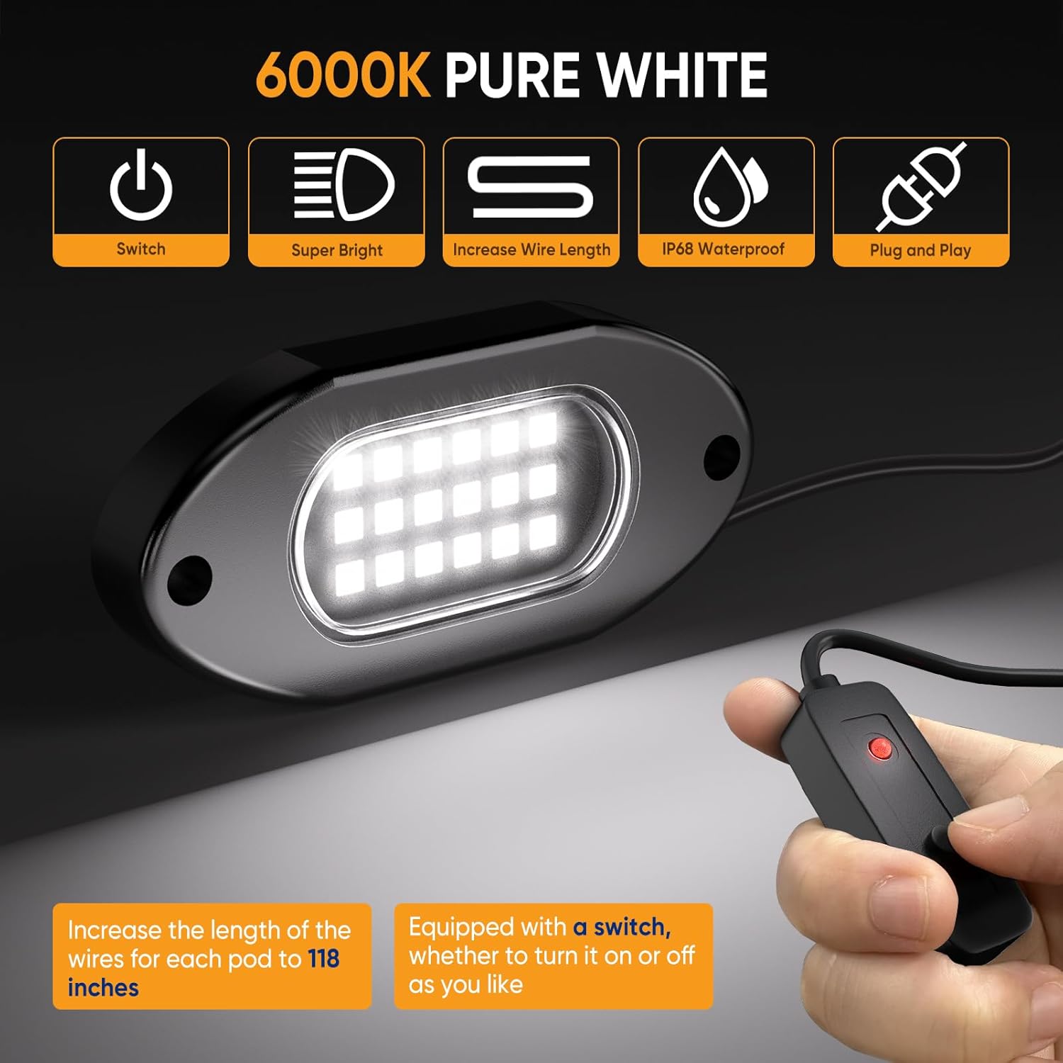 Thumbnail 1 de Honalia Pure White Rock Lights 12 Pods