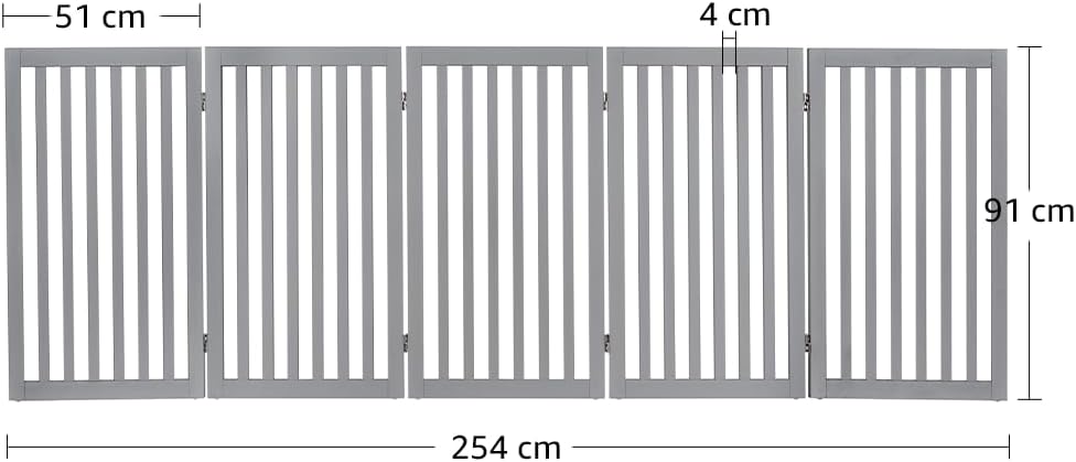 Thumbnail 6 de unipaws extra breites Absperrgitter für Hunde (254 cm), 5 Paneele, freistehend, faltbar ohne Bohren – 91 cm hoch, Grau