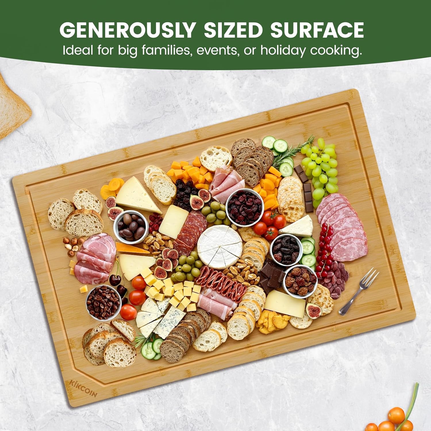 Thumbnail 5 de Kikcoin 36” × 24” Bamboo Cutting Board — Heavy‑Duty, Multiuse Kitchen Surface