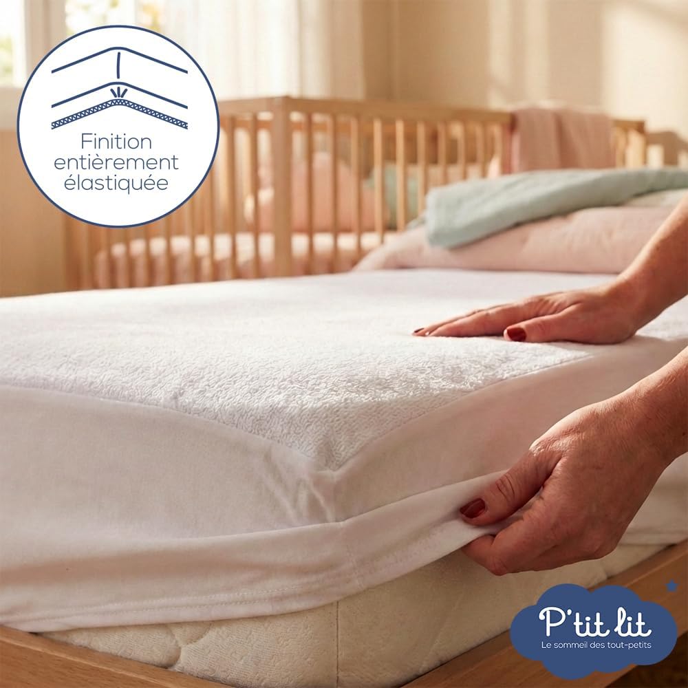 Thumbnail 4 de P’tit Lit – Protège matelas bébé imperméable 80x160 cm en bouclette coton, anti-acariens