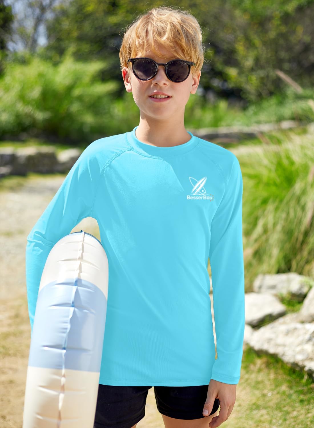 Detalle de BesserBay Kinder UV Shirt UPF 50+ Langarm Rashguard 110-150 – Sonnenschutz für aktive Kinder