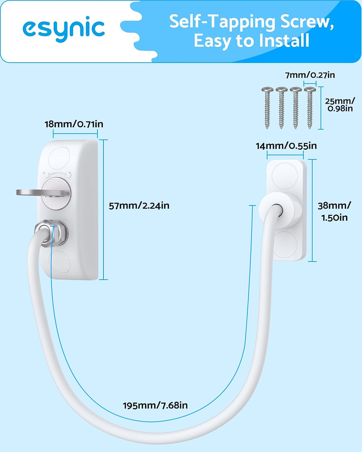 Detalle de eSynic 12 Pack Window Restrictors for UPVC Window Locks (19cm wire restrictor) for child and pet safety