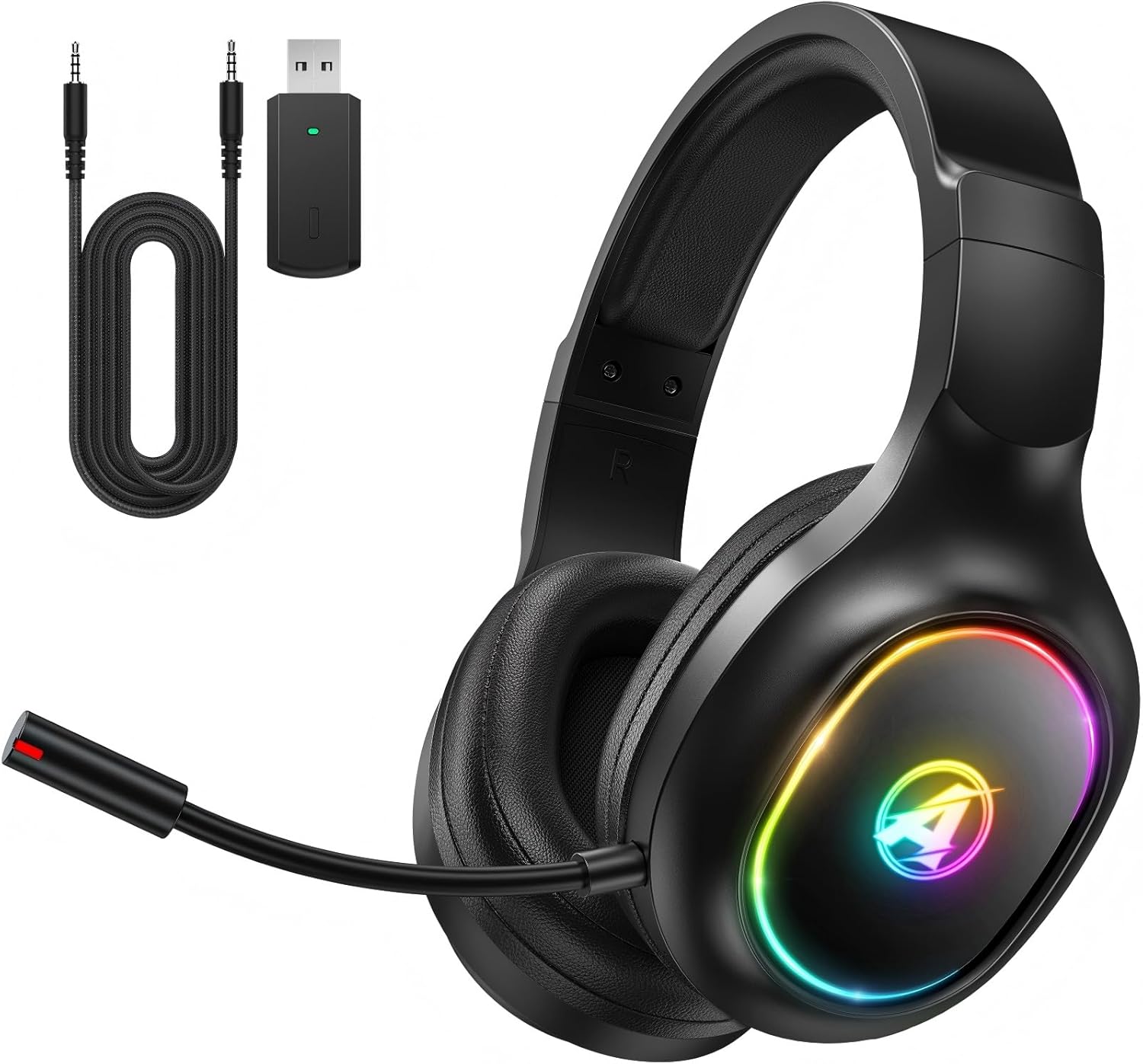 Detalle de Awinnasey PH1 2.4GHz Wireless Gaming Headset – 7.1 Surround Sound for PS5/PS4/PC/Switch