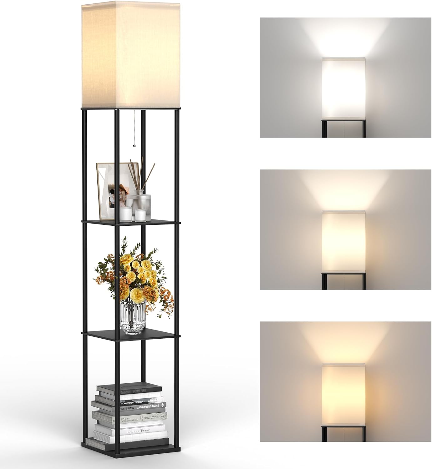 Detalle de SyncGlow Floor Lamp with 3-Tier Shelves and 3-CCT LED Lighting